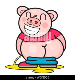 Funny Pig rire à une bonne blague Vector Illustration Illustration de Vecteur