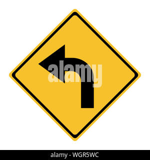 Tournez à gauche panneau de circulation vector illustration - label, avertissement, signe, symbole, icône,imprimer etc. Banque D'Images