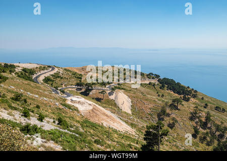 Vue sur le parc national de Llogara, Vlora, l'Albanie. Banque D'Images