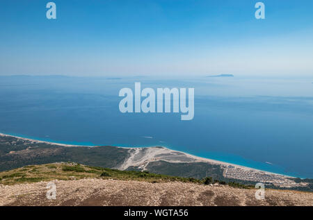 Vue sur la mer Ionienne depuis le Parc National de Llogara Vlore, Albanie, Banque D'Images