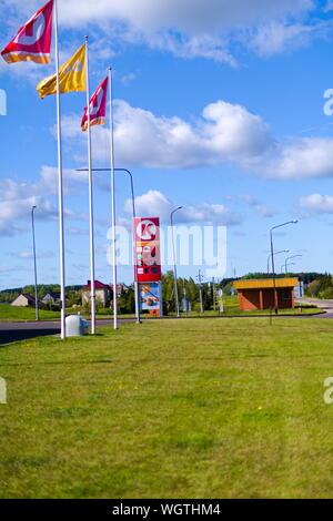 Un arrêt sur le chemin de la frontière polonaise à Pasiekos, Lituanie Banque D'Images