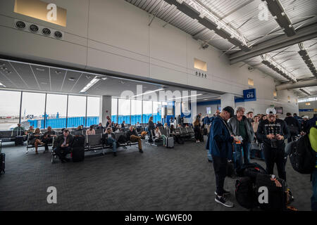 Detroit, MI, USA - Avril 2019 : vue sur le terminal nord à Detroit Metropolitan Wayne County Metro Airport (DTW). Banque D'Images