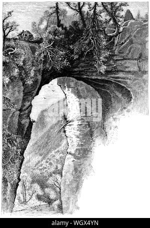 C1876 gravure de Natural Bridge dans Rockbridge County en Virginie, aux États-Unis. Banque D'Images