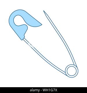 L'icône de la goupille de sécurité sur mesure. Fine ligne de remplissage bleu avec Design. Vector Illustration. Illustration de Vecteur