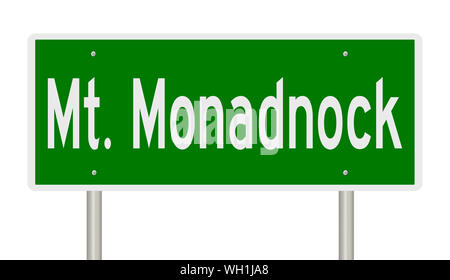 Rendu d'un panneau routier vert pour Mt. Monadnock New Hampshire Banque D'Images