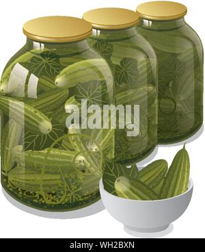 Bocaux en conserve de concombres Illustration de Vecteur