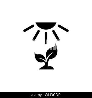 La croissance des cultures, les jeunes poussent sous Soleil. Télévision Vector illustration Icône. Simple symbole noir sur fond blanc. La croissance des cultures, les jeunes poussent sous signe solaire Illustration de Vecteur