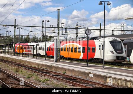 NORRKOPING, Suède - 25 août 2018 : La gare centrale de Norrköping en Suède. La gare est située sur la ligne principale du Sud. Banque D'Images