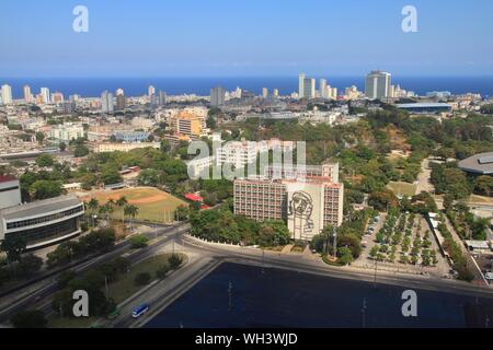 La HAVANE, CUBA - février 26, 2011 : Vue aérienne de La Havane, Cuba. La Havane est la ville capitale et plus grande ville de Cuba, avec 2,1 million d'habitants. Banque D'Images