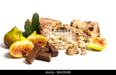 Fig dessert halva tranches de fruits traiter sur une plaque Banque D'Images