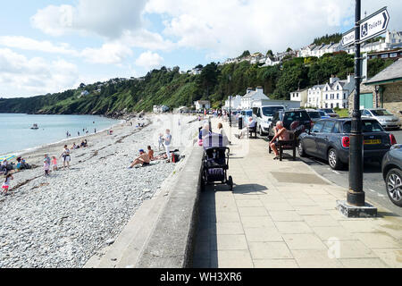 Plage et promenade de Laxey, Île de Man Banque D'Images