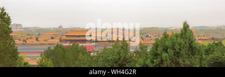 Aperçu de la Cité Interdite, vu depuis le parc Jingshan à Beijing Banque D'Images