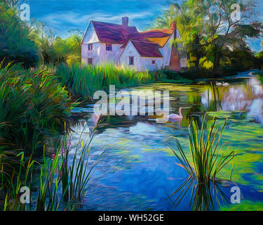 FINE ART : Willy Lott's House près de Manningtree, Suffolk, Grande Bretagne Banque D'Images