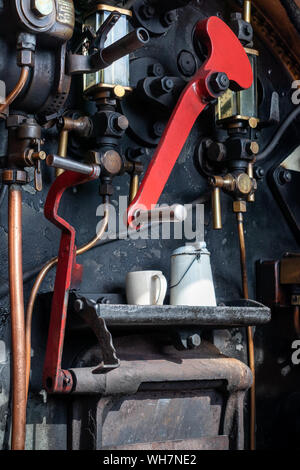 L33/UK - 30 août : Close-up cabine de locomotive à vapeur dans la région de East Grinstead, Sussex de l'Ouest le 30 août 2019 Banque D'Images