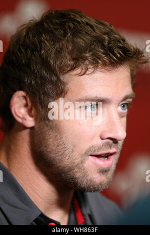 Cardiff, Royaume-Uni. 09Th Sep 2019. Pays de Galles de rugby, Leigh Halfpenny. Pays de Galles 2019 Rugby World Cup Squad accès media session à l'Hotel Balzac, Hensol, près de Cardiff, Galles du Sud le lundi 2 septembre 2019. l'homme 31 galles squad et officiels d'équipe va bientôt partir pour la Coupe du Monde de Rugby 2019 qui aura lieu au Japon, à commencer plus tard ce mois-ci. Photos par Andrew Verger/Alamy Live News Banque D'Images