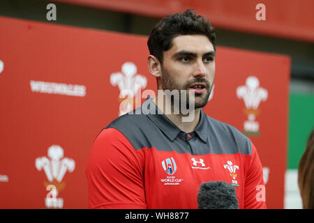 Cardiff, Royaume-Uni. 09Th Sep 2019. Pays de Galles de rugby, Cory Hill. Pays de Galles 2019 Rugby World Cup Squad accès media session à l'Hotel Balzac, Hensol, près de Cardiff, Galles du Sud le lundi 2 septembre 2019. l'homme 31 galles squad et officiels d'équipe va bientôt partir pour la Coupe du Monde de Rugby 2019 qui aura lieu au Japon, à commencer plus tard ce mois-ci. Photos par Andrew Verger/Alamy Live News Banque D'Images