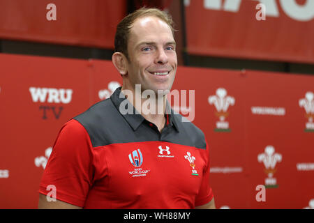 Cardiff, Royaume-Uni. 09Th Sep 2019. Pays de Galles de rugby, et le capitaine, Alun Wyn Jones. Pays de Galles 2019 Rugby World Cup Squad accès media session à l'Hotel Balzac, Hensol, près de Cardiff, Galles du Sud le lundi 2 septembre 2019. l'homme 31 galles squad et officiels d'équipe va bientôt partir pour la Coupe du Monde de Rugby 2019 qui aura lieu au Japon, à commencer plus tard ce mois-ci. Photos par Andrew Verger/Alamy Live News Banque D'Images