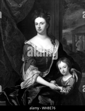 Anne, reine d'Angleterre, d'Écosse et d'Irlande (1665-1714) et William Duc de Gloucester, son seul fils de survivre à l'enfance.. . Banque D'Images