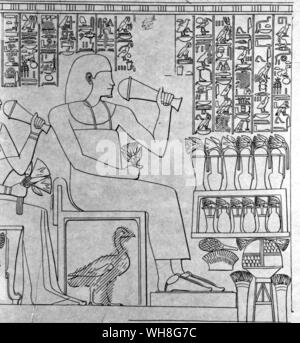 L'oie sacrée d'Amon effacé de dessous le siège du vizir à Thèbes au moment de l'hérésie (Amarnan tombe thébaine de Ramosé). Par Christiane Desroches Noblecourt Toutankhamon, page 157.. Amon (épeautre aussi Amon, Amoun, Amen, et rarement Imenand, et l'épeautre en grec comme Ammon, et Hammon) était le nom d'une divinité, dans la mythologie égyptienne, qui a augmenté progressivement pour devenir l'un des plus importants, avant de disparaître de nouveau dans l'ombre. Banque D'Images