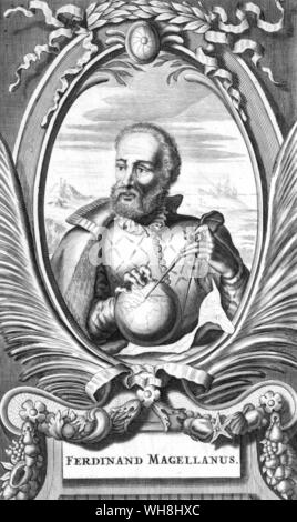 Ferdinand Magellan (1480-1521), explorateur portugais, par Arnoldius Montanus 1671. Antarctique : le dernier continent par Ian Cameron, page 27. Banque D'Images