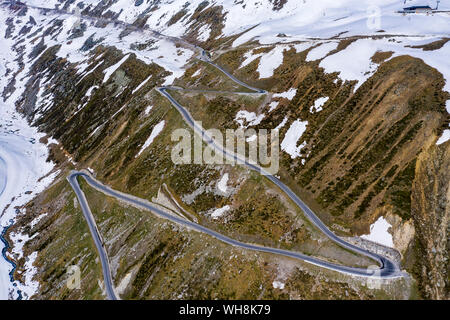 Vue aérienne sur la route de Rettenbach glacier, Sölden, Ötztal, Tyrol, Autriche Banque D'Images