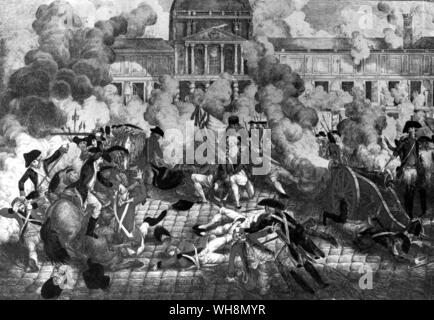 L'attaque sur le jardin des Tuileries par les émeutiers de Paris le 10 août 1792, suivi d'un massacre de la noblesse et Gardes Suisses. Bonaparte était un témoin oculaire, dégoûté par écrit : "Si Louis XVI avait monté son cheval, la victoire aurait été sa...' Musee Carvavalet, Paris, Photo : Lauros-Giraudon Banque D'Images