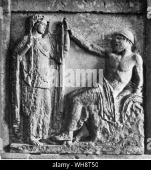 Le mariage des dieux. La première réunion des divinités grecques Zeus et Hera. Metope de temple grec à Selinius Sicile 5ème siècle BC . . Mariage de Zeus et d'Héra Banque D'Images