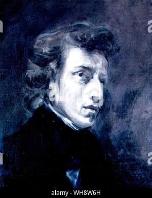 Frédéric François Chopin (1810-1849), compositeur et pianiste polonais une huile sur toile de Delacroix 1838 Banque D'Images