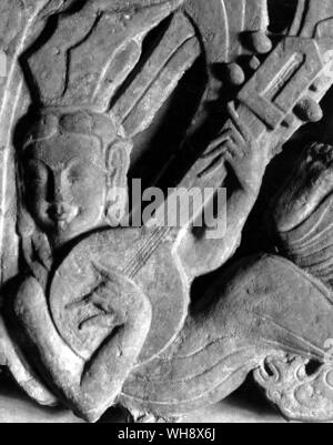 Sculpture en pierre d'un apsars de Lung-hommes, c.500 Banque D'Images
