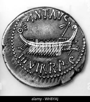 Cuisine romaine sur une pièce de monnaie émise 31 b.c.. Banque D'Images