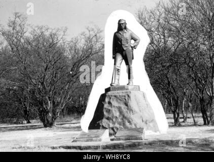 Statue de David Livingstone au Victoria Falls. Banque D'Images