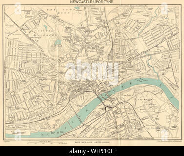 NEWCASTLE-UPON-TYNE vintage town/city plan. Gateshead. WARD LOCK 1948 carte ancienne Banque D'Images