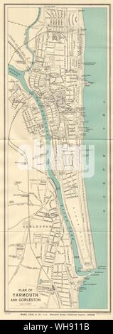 YARMOUTH ET vintage de GORLESTON ville plan. Le Norfolk. WARD LOCK 1938 carte ancienne Banque D'Images