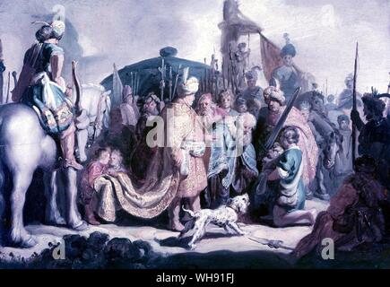 Tête de Goliath, David présentant à Saul - 1627. par Rembrandt. à Bâle Musée. Kunstmuseum, Bâle, Suisse. Rembrandt Harmenszoon van Rijn (15 juillet, 1606 - 4 octobre 1669) est généralement considéré comme l'un des plus grands peintres de l'art européen de l'histoire et le plus important dans l'histoire néerlandaise.. Banque D'Images