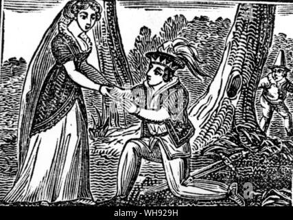 Gravure sur bois de un cent edition chapbook, l'histoire de la naine jaune, imprimé à Glasgow en 1852. Banque D'Images
