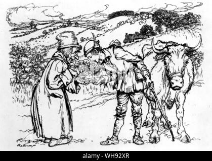 Jack et le haricot magique. Illustration par Arthur Rackman de Flora Annie Steel's English Fairy Tales, 1918. Banque D'Images