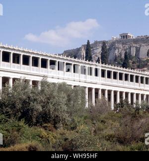 Grèce, Athènes : Partie de l'Agora/la Stoa d'Attalos II Banque D'Images