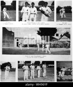 France, Paris, 1924 Jeux Olympiques : le français et l'espagnol la pelota équipes. Banque D'Images