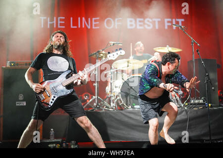 Larmer Tree Gardens, Dorset, UK. Dimanche, 1 septembre, 2019. Les Porcs Porcs Porcs Porcs Porcs Porcs Porcs d'effectuer à la fin de 2019 le Festival de la route. Photo : Roger Garfield/Alamy Live News Banque D'Images