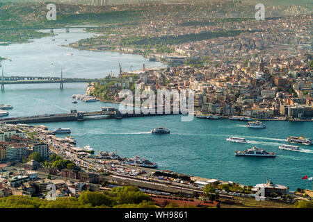 Vue de la partie européenne d'Istanbul à partir de ci-dessus, Istanbul, Turquie, Europe Banque D'Images