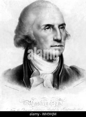 George Washington (1732-1799), commandant des forces américaines pendant la guerre de l'indépendance et 1er Président de l'USA. Banque D'Images