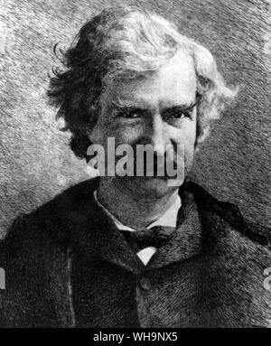 Mark Twain Le Mississippi riverboat pilote et humoriste. . Mark Twain 1835-1910 écrivain et journaliste américain Banque D'Images