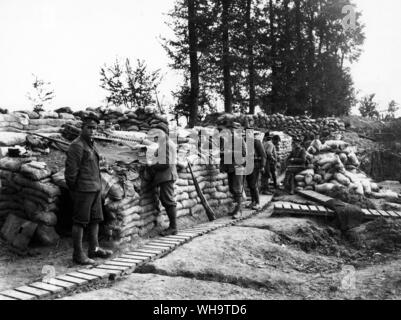 WW1 : le nord de la France : les troupes canadiennes dans ses tranchées de première ligne, les bois de Ploegsteert, octobre 1915. Banque D'Images