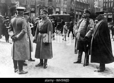 WW1/ Général Maréchal von Hindenburg et Ludendorff à Bruxelles, Belgique. à la place du marché historique. Banque D'Images