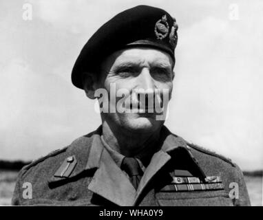 WW2 : Field Marshall Montgomery . Bernard Law Montgomery, (Monty. Le Vicomte Montgomery d'Alamein). général britannique a remporté la victoire à El Alamein en 1942. La Seconde Guerre mondiale a permis de planifier l'invasion de Normandie  1887-1976 . . Banque D'Images