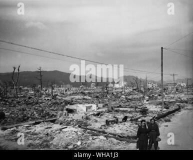 WW2 : Les dégâts de la bombe atomique à Hiroshima, Japon. Bombe lancée par les USA 5e août 1945. Banque D'Images