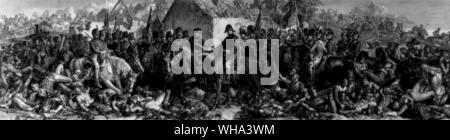 Rencontre entre le Duc de Wellington et Blucher après la bataille de Waterloo. Banque D'Images