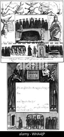 Billet d'Invitation à un salon funéraire - Bibliothèque Pepys - Samuel Pepys, diariste et administrateur de la marine anglaise ; conservés diary 1660-1669 1893-1899 (publié) ; président de la Société royale d' 1684-1686 1633-1703 . . . . . Banque D'Images