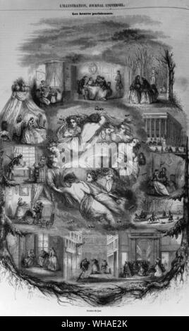 À partir de l'illustration. Le 3 mars 1855. Les heures parisiennes. Les heures de la journée Banque D'Images