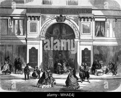 À partir de l'illustration du 8 octobre 1859. La nouvelle passerelle vers le Paris department store siège de ce moment à Paris Banque D'Images